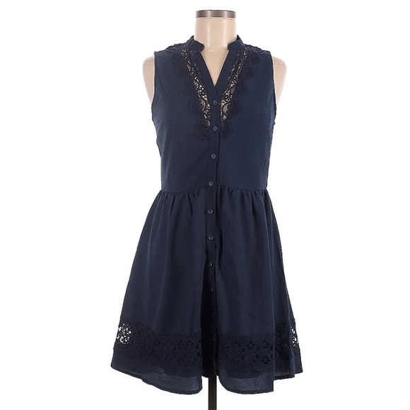 Dina Be Dark Blue BoHo Dress | SIZE S - Picture 2 of 4